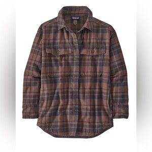 Patagonia Fjord Overshirt Flannel Women’s Medium Ice Cap Dusky Brown Shacket